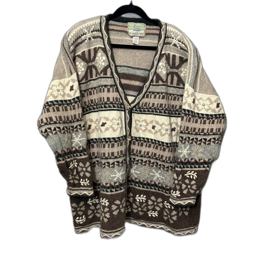 Vintage button down cardigan sweater lambs wool 2XL